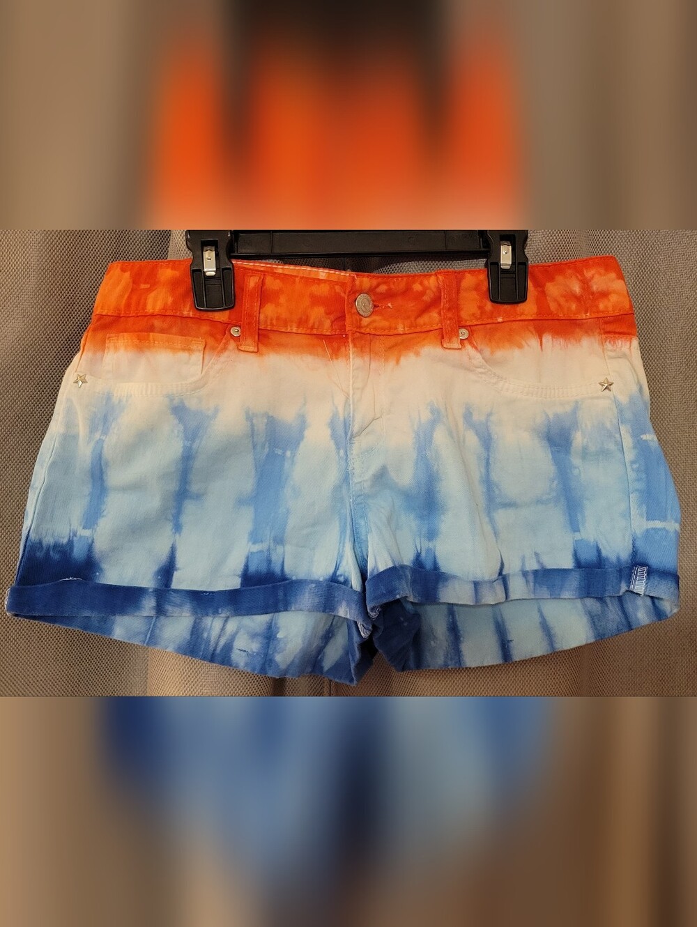 Tie-Dye Ombre Women’s Shorts - Red, White & Blue